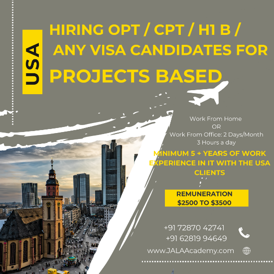 Picture of Hiring OPT / CPT / H1 B / Any Visa candidates in USA