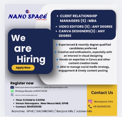 Picture of Hyderabad Client Relationship Managers & Video Editors